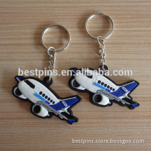 custom 3d soft rubber airplane key tags, personalized aircraft key chains hot sale